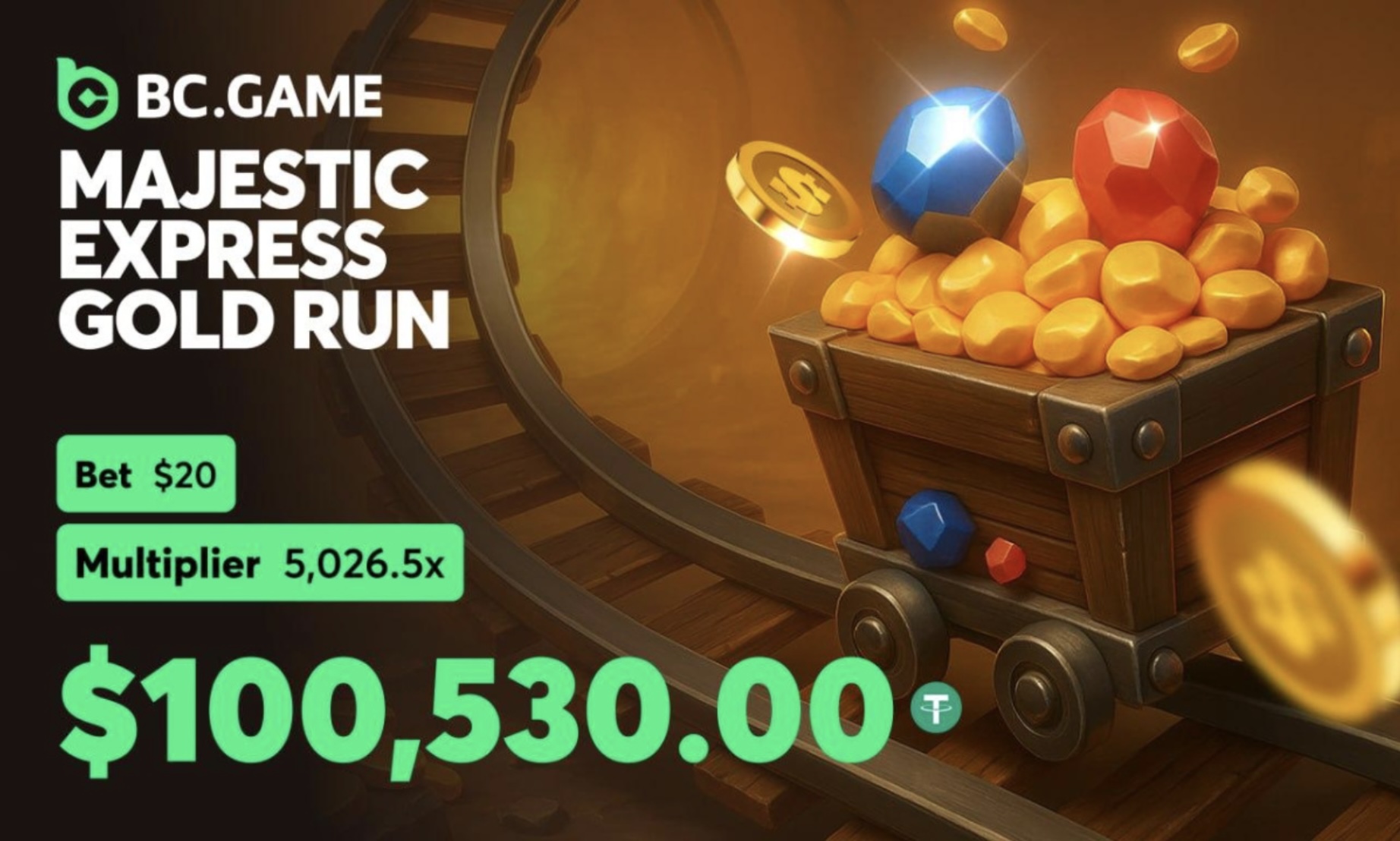 BC.GAME Big Win: Player Turns $20 Into $100K+ on “Majestic Express Gold Run” Slot