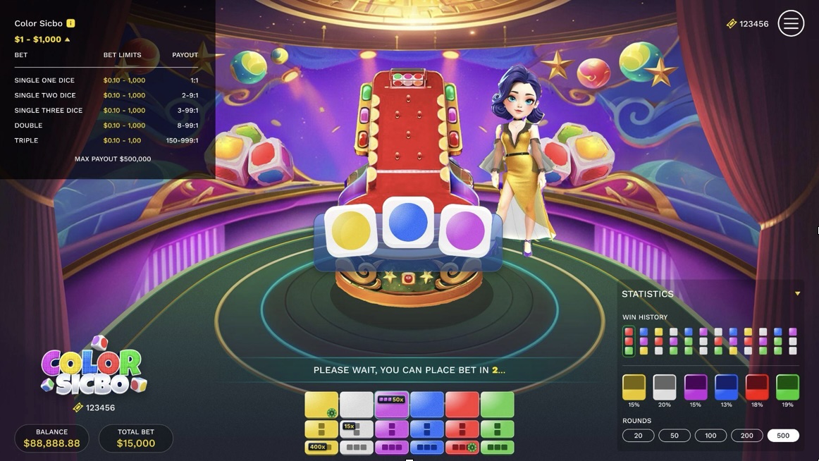 Color Sic Bo – Classic Dice Thrills in a Burst of Color By Gameplay Interactive (GPI)