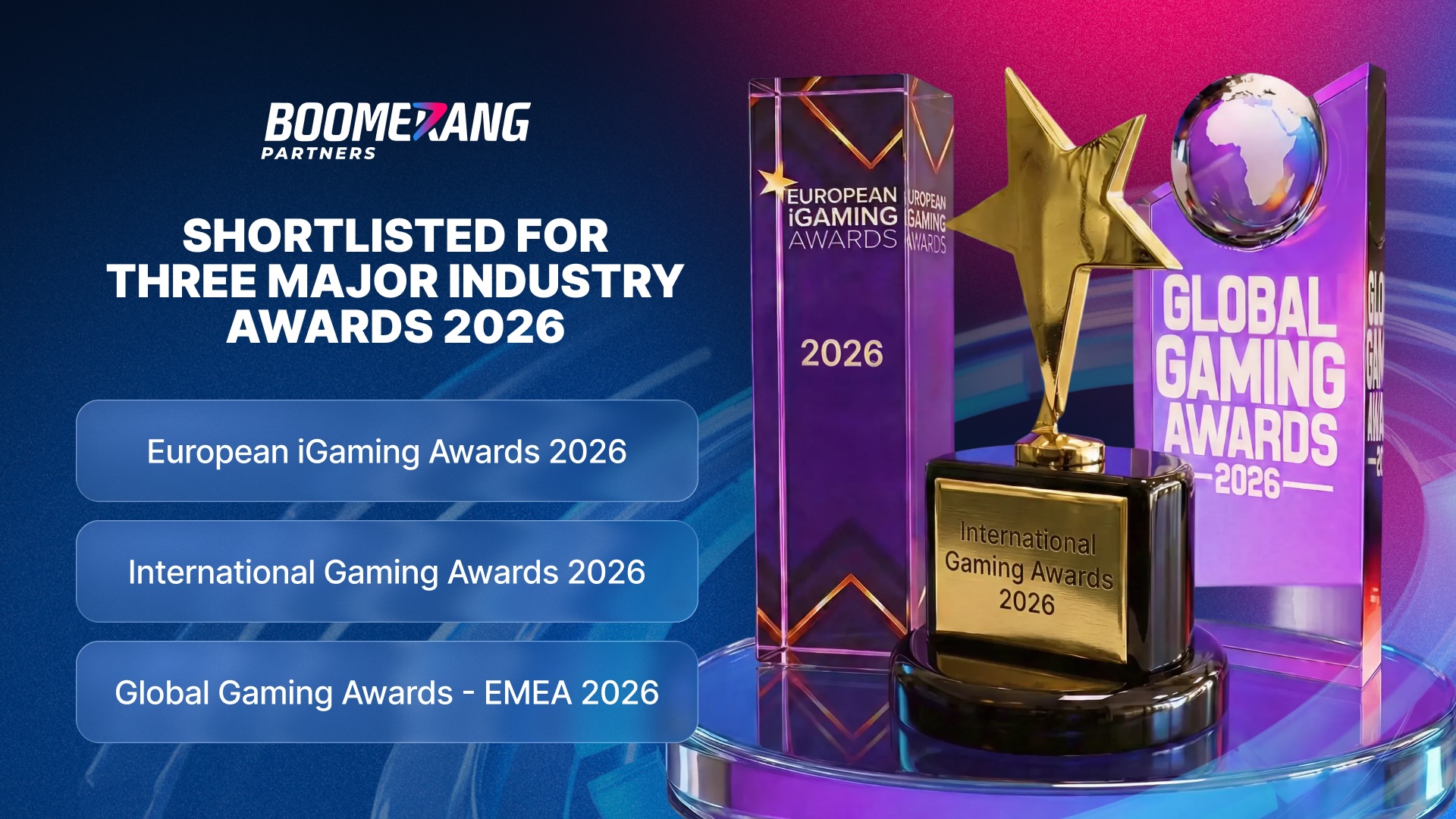 Boomerang Partners Included in 3 Prestigious Industry Awards, Which will be Presented in January 2026