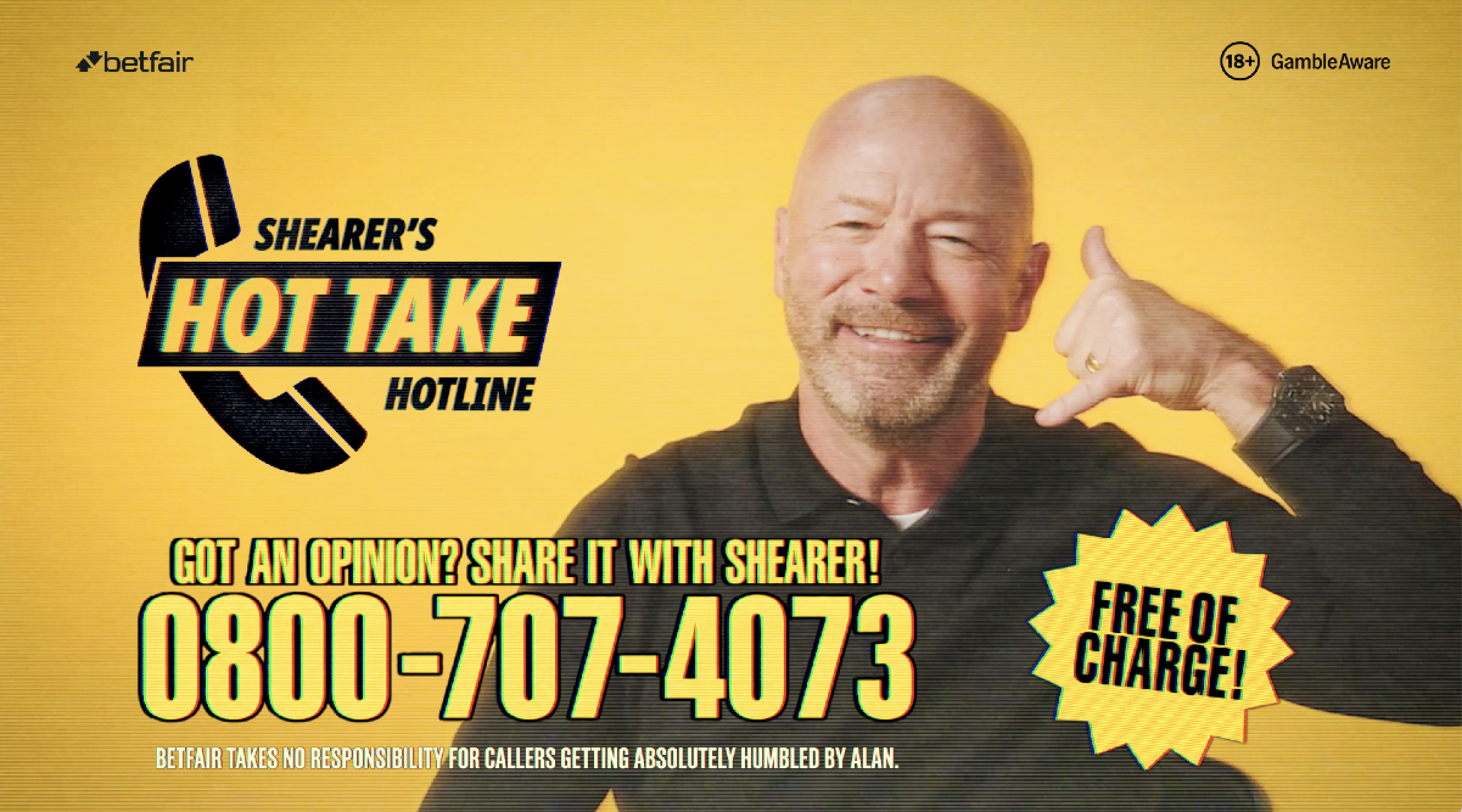 Betfair Launches Direct Line to Alan Shearer for Fans to Rant and Rave this World Cup